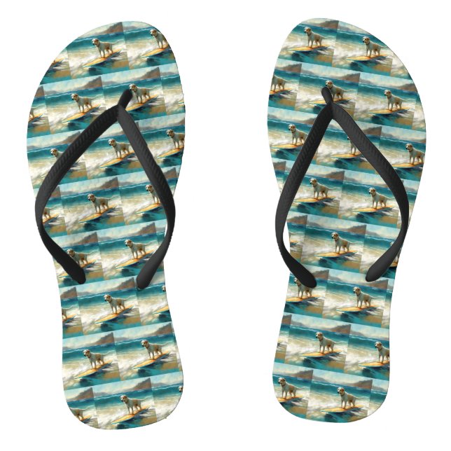 Anatolian Shepherd Beach Surfing Painting  Flip Flops (Footbed)