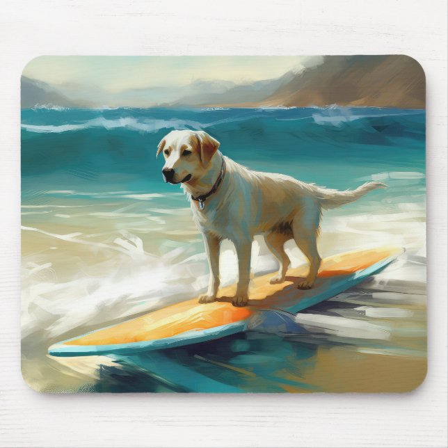 Anatolian Shepherd Beach Surfing Painting  Mouse Pad (Front)