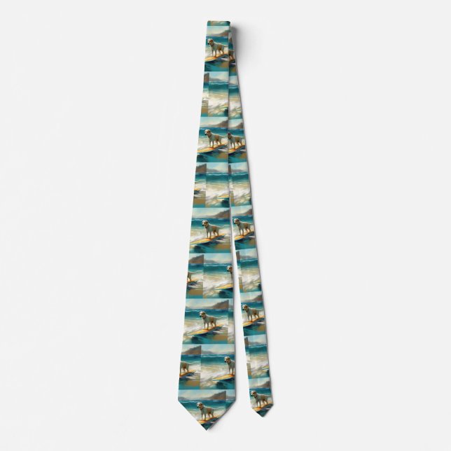 Anatolian Shepherd Beach Surfing Painting  Tie (Front)