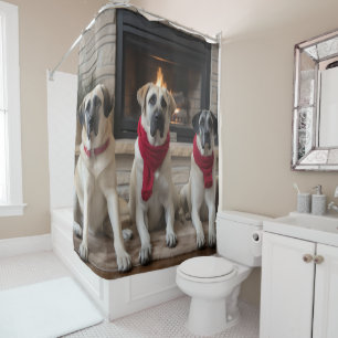 Anatolian Shepherd  by the Fireplace Christmas