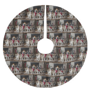 Anatolian Shepherd  by the Fireplace Christmas Brushed Polyester Tree Skirt