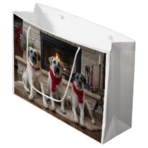 Anatolian Shepherd  by the Fireplace Christmas Large Gift Bag