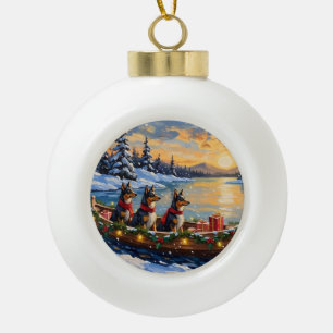 Anatolian Shepherd Christmas Boat Holiday Ceramic Ball Christmas Ornament