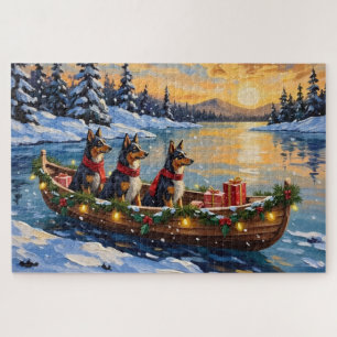 Anatolian Shepherd Christmas Boat Holiday Jigsaw Puzzle