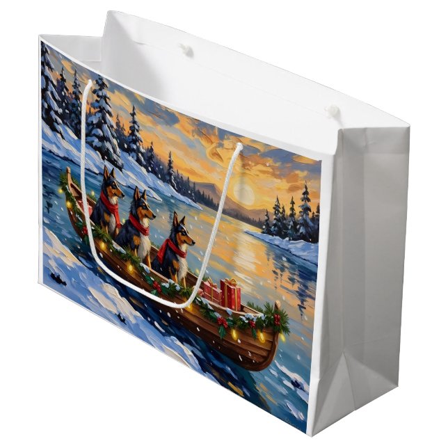 Anatolian Shepherd Christmas Boat Holiday Large Gift Bag (Front Angled)