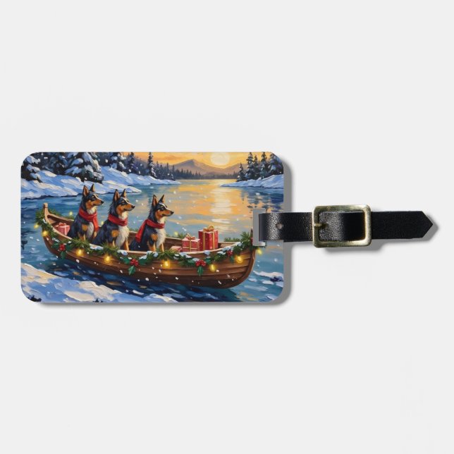 Anatolian Shepherd Christmas Boat Holiday Luggage Tag (Front Horizontal)