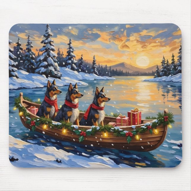 Anatolian Shepherd Christmas Boat Holiday Mouse Pad (Front)