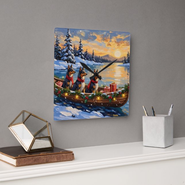Anatolian Shepherd Christmas Boat Holiday Square Wall Clock (Office)