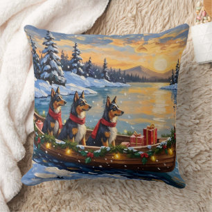 Anatolian Shepherd Christmas Boat Holiday Throw Pillow