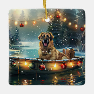 Anatolian Shepherd Christmas Festive Voyage Ceramic Ornament