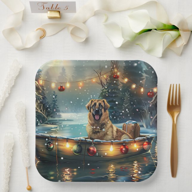 Anatolian Shepherd Christmas Festive Voyage Paper Plate (Wedding)