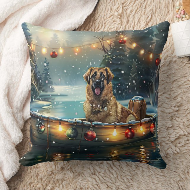 Anatolian Shepherd Christmas Festive Voyage Throw Pillow (Blanket)