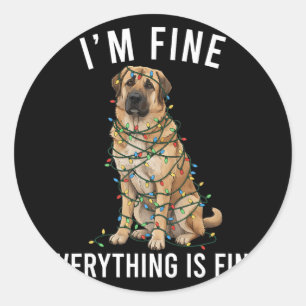 Anatolian Shepherd Christmas I'm Fine Everything I Classic Round Sticker