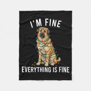 Anatolian Shepherd Christmas I'm Fine Everything I Fleece Blanket
