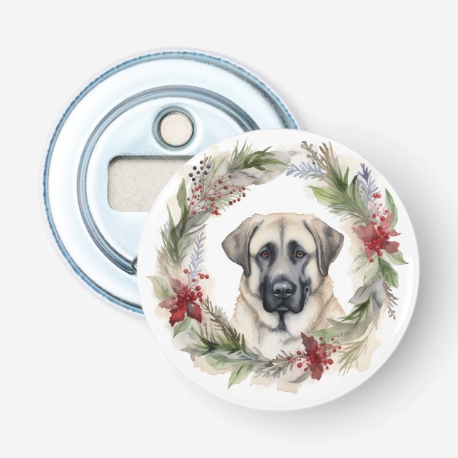 Anatolian Shepherd Christmas Wreath Festive Pup Bottle Opener (Front)