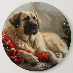 Anatolian Shepherd Dog Christmas Festive 6 Inch Round Button