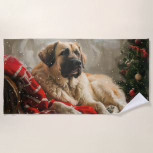 Anatolian Shepherd Dog Christmas Festive Beach Towel