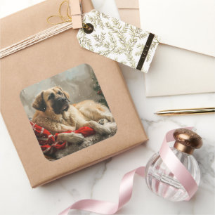 Anatolian Shepherd Dog Christmas Festive Square Sticker