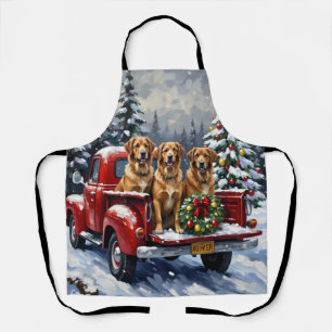 Anatolian Shepherd Dog Christmas Red Truck Holiday Apron