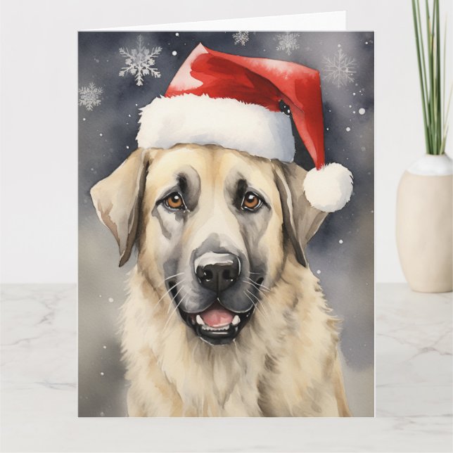 Anatolian Shepherd Dog Christmas Santa Paws Card (Front)