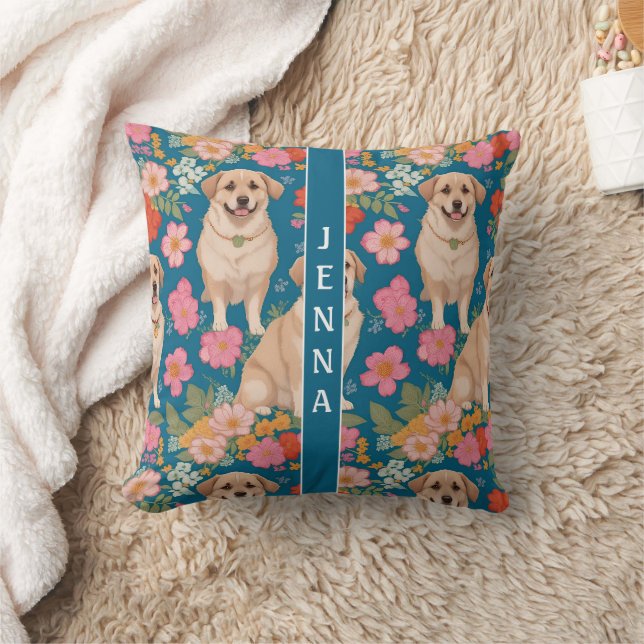 Anatolian Shepherd Dog Floral Colourful Pattern Throw Pillow (Blanket)