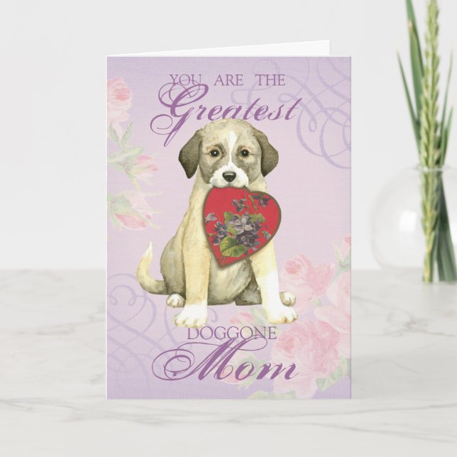 Anatolian Shepherd Dog Heart Mom Holiday Card (Front)