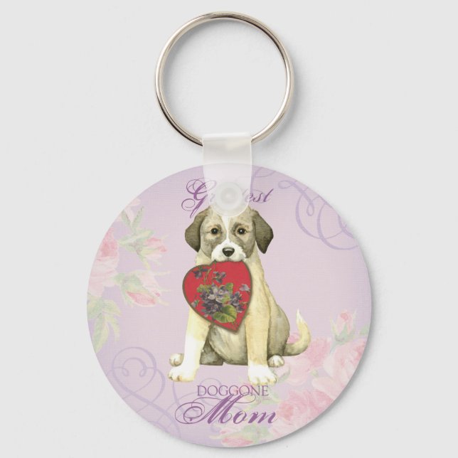 Anatolian Shepherd Dog Heart Mom Keychain (Front)