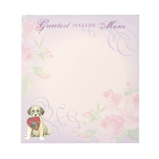 Anatolian Shepherd Dog Heart Mom Notepad (Front)