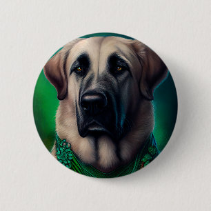 Anatolian Shepherd dog in St. Patrick's Day Dress 2 Inch Round Button