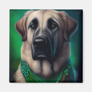 Anatolian Shepherd dog in St. Patrick's Day Dress Magnet