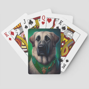 Anatolian Shepherd dog in St. Patrick's Day Dress Playing Cards