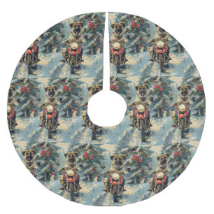 Anatolian Shepherd Dog Riding Motorcycle Christmas Brushed Polyester Tree Skirt