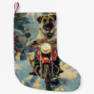 Anatolian Shepherd Dog Riding Motorcycle Christmas Small Christmas Stocking