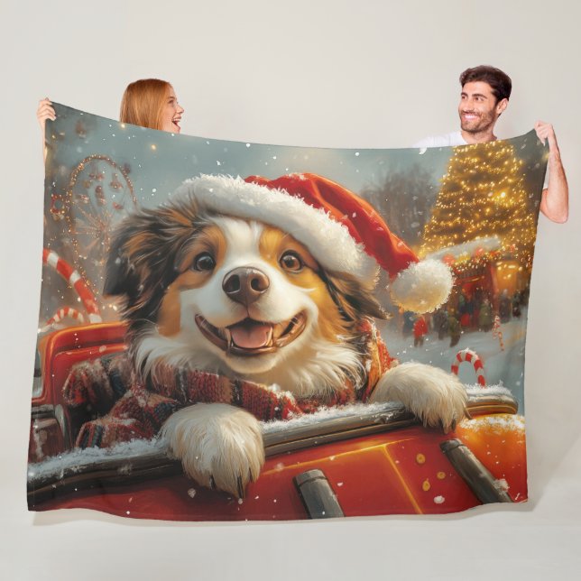 Anatolian Shepherd Dog Roller Coaster Christmas Fleece Blanket (In Situ)