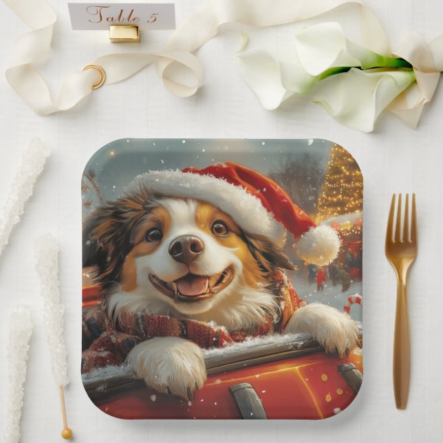 Anatolian Shepherd Dog Roller Coaster Christmas Paper Plate (Wedding)