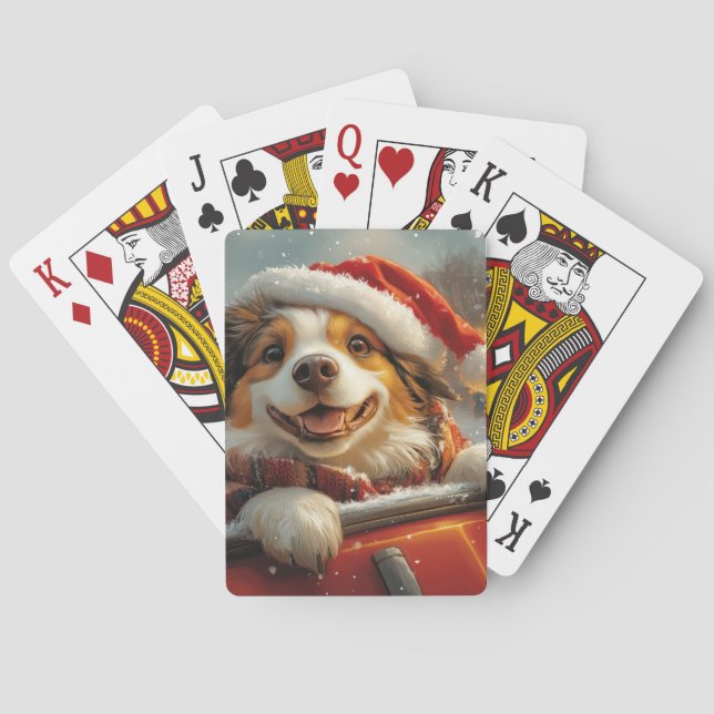 Anatolian Shepherd Dog Roller Coaster Christmas Playing Cards (Back)