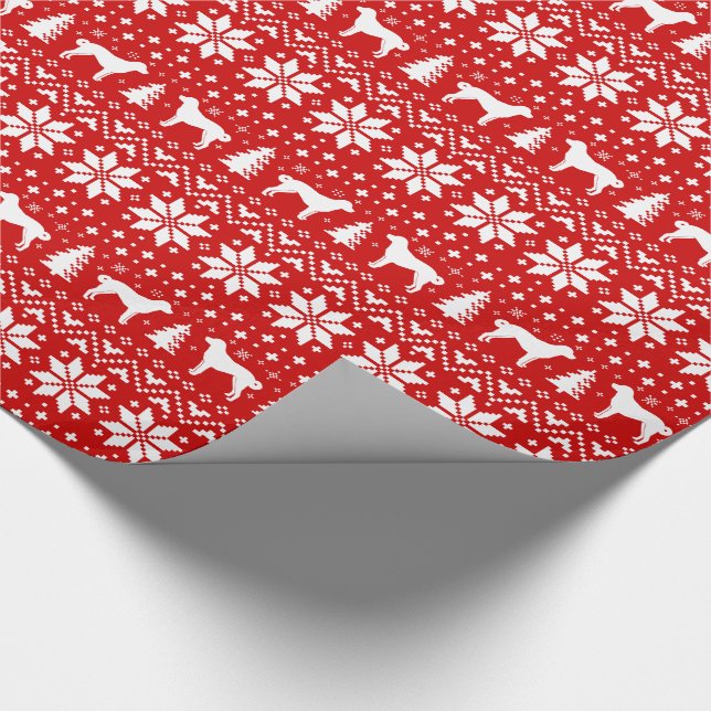 Anatolian Shepherd Dog Silhouettes Christmas Xmas Wrapping Paper (Corner)