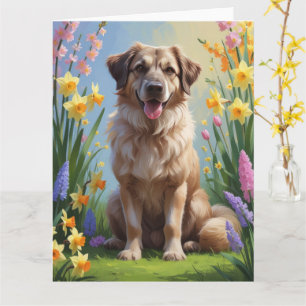 Anatolian Shepherd  Dog Spring Flowers Painting Card