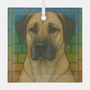 Anatolian Shepherd Dog "Stained Glass"  Glass Ornament