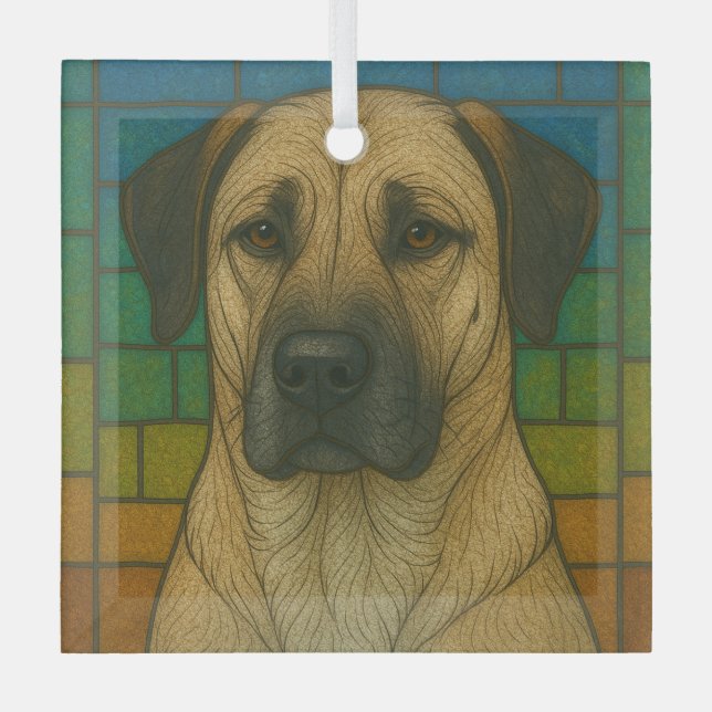 Anatolian Shepherd Dog "Stained Glass"  Glass Ornament (Front)
