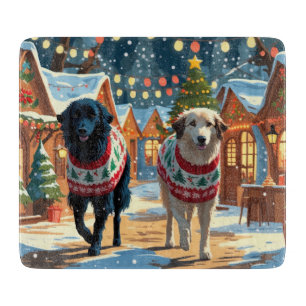 Anatolian Shepherd Dogs Christmas Snow Holiday Cutting Board