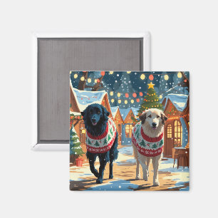 Anatolian Shepherd Dogs Christmas Snow Holiday Magnet