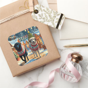 Anatolian Shepherd Dogs Christmas Snow Holiday Square Sticker