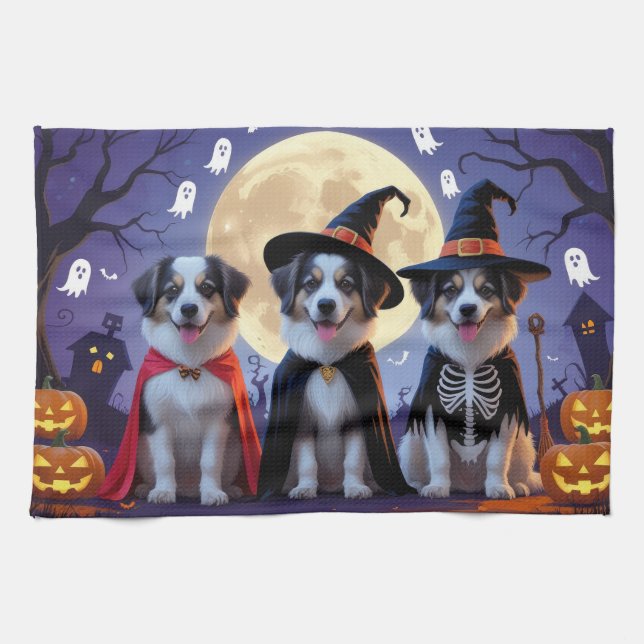 Anatolian Shepherd  Dogs Pumpkin Halloween Funny  Kitchen Towel (Horizontal)