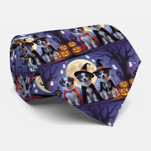 Anatolian Shepherd  Dogs Pumpkin Halloween Funny  Tie (Rolled)