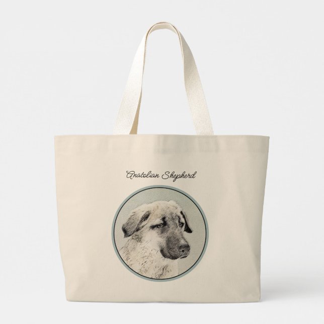 Anatolian Shepherd Fawn Painting Original Dog Art Large Tote Bag (Back)