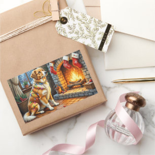 Anatolian Shepherd Fireplace with Christmas Lights Sticker