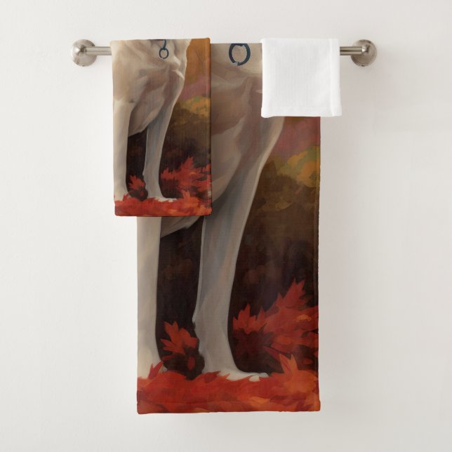 Anatolian Shepherd  in Autumn Leaves Fall Inspire Bath Towel Set (Insitu)