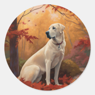 Anatolian Shepherd  in Autumn Leaves Fall Inspire Classic Round Sticker