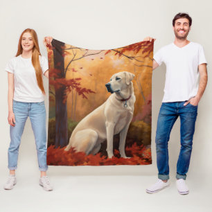 Anatolian Shepherd  in Autumn Leaves Fall Inspire Fleece Blanket